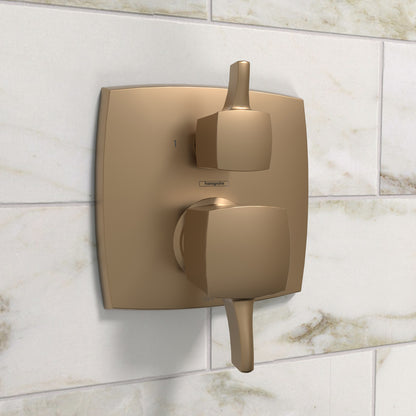 HANSGROHE 15865141 Ecostat Classic Pressure Balance Trim Classic Square with Diverter - Brushed Bronze