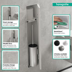 HANSGROHE 56060700 XtraStoris Rock Recessed Toilet Brush Holder with Shelf & Tileable Door - Matte White