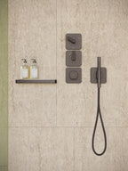 AXOR 49626341 Citterio C Handshower Holder Softsquare with Outlet 5"x5" with Handshower and Textile Hose, 2.5 GPM - Brushed Black Chrome