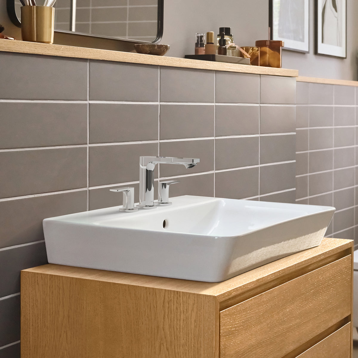 HANSGROHE 72532001 Rebris E Widespread Faucet 110 with Pop-Up Drain, 1.2 GPM - Chrome