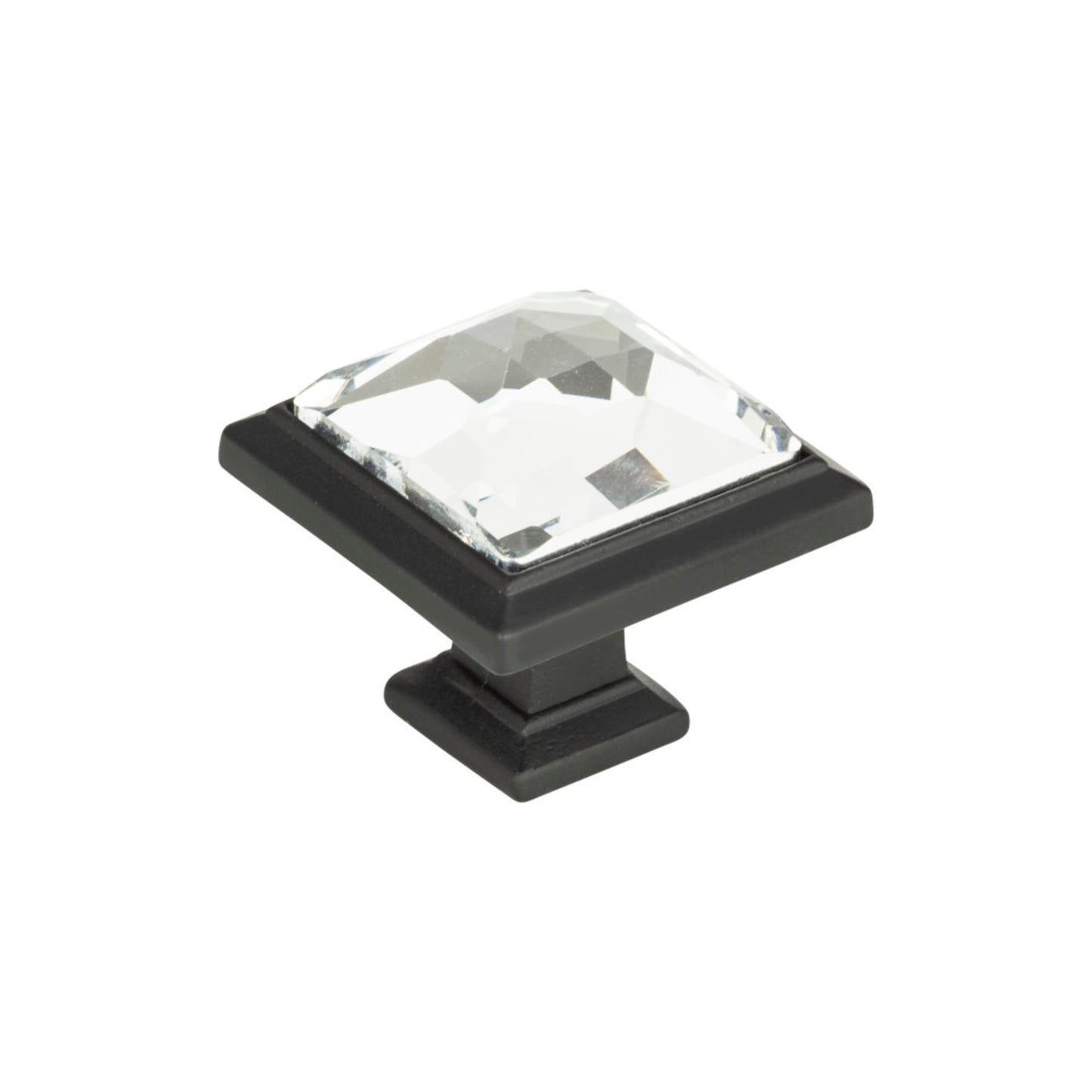 ATLAS 340-BL Legacy Crystal 1 5/16" Length Square Knob - Matte Black