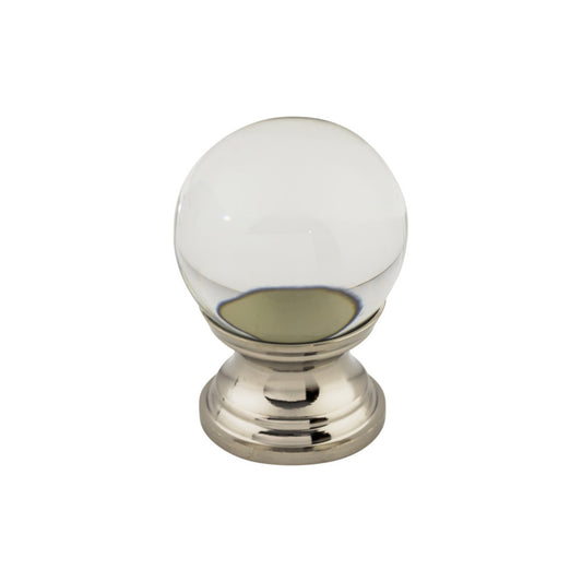 TOP KNOBS TK840PN Clarity Clear Glass 1" Diameter Round Knob , Polished Nickel