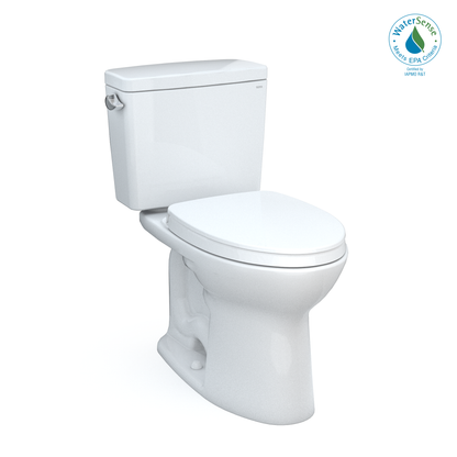 TOTO MS776124CEFG#01 Drake Two-Piece Elongated 1.28 Gpf Universal Height Tornado Flush Toilet With Cefiontect And Softclose Seat - Cotton White