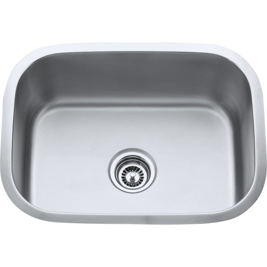 HARDWARE RESOURCES 862 23-1/2" L x 17-3/4" W x 9" D Undermount 18 Gauge Stainless Steel Single Bowl Sink - Stainless Steel