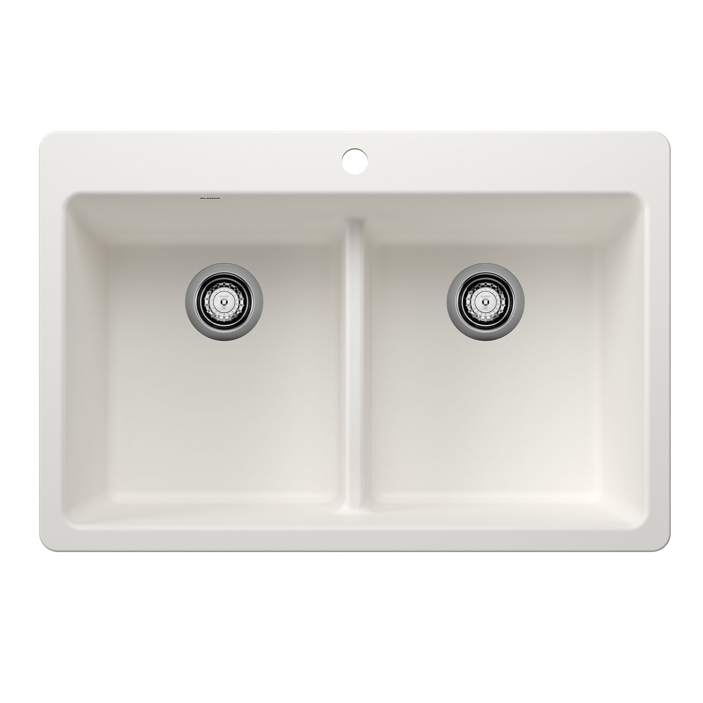 BLANCO 443205 Liven Liven SILGRANIT 33" 50/50 Double Bowl Dual Mount Kitchen Sink with Low Divide - White in White