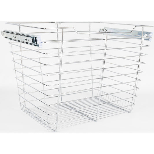 HARDWARE RESOURCES POB1-141717CH Chrome Closet Pullout Basket with Slides 14"D x 17"W x 17"H , Polished Chrome