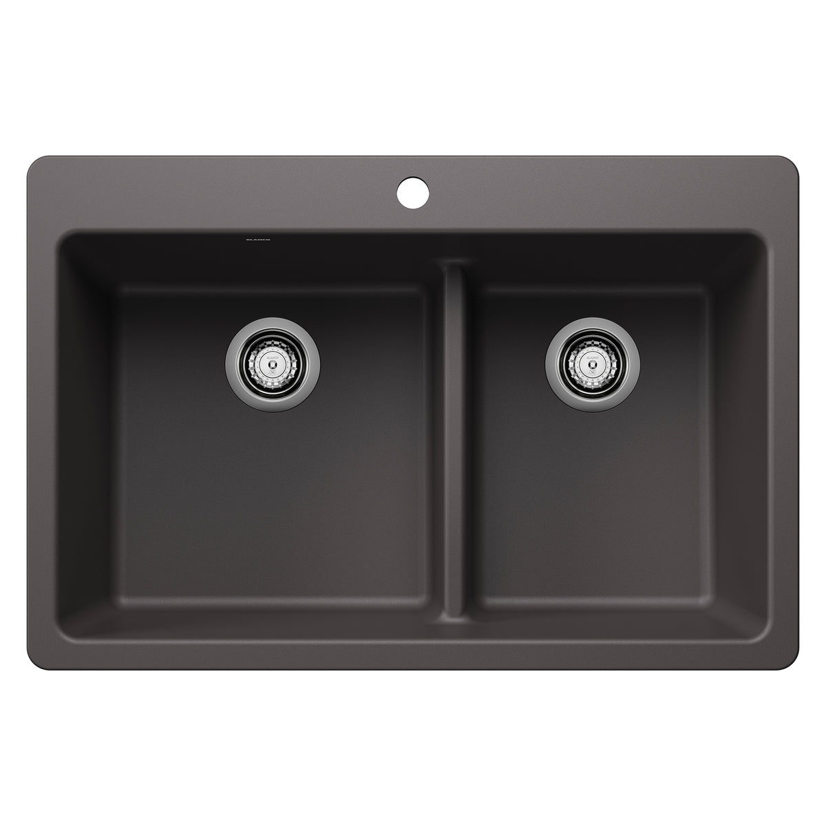BLANCO 443212 Liven Liven SILGRANIT 33" 60/40 Double Bowl Dual Mount Kitchen Sink with Low Divide - Cinder in Cinder