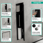 HANSGROHE 56060670 XtraStoris Rock Recessed Toilet Brush Holder with Shelf & Tileable Door - Matte Black