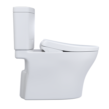 TOTO MW4464726CEMGN#01 Washlet+ Aquia Iv Two-Piece Elongated Dual Flush 1.28 And 0.9 Gpf Toilet And Contemporary Washlet S7 Contemporary Bidet Seat - Cotton White