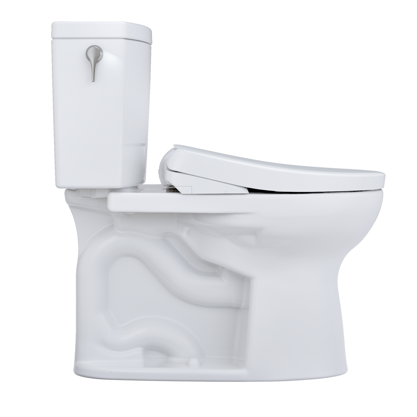 TOTO MW4544736CUFGA#01 WASHLET+ Drake II 1G Two-Piece Elongated 1.0 GPF Toilet with Auto Flush WASHLET+ S7A Contemporary Bidet Seat , Cotton White