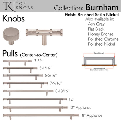 TOP KNOBS TK3230BSN Burnham 1 1/4" Length Round Knob - Brushed Satin Nickel