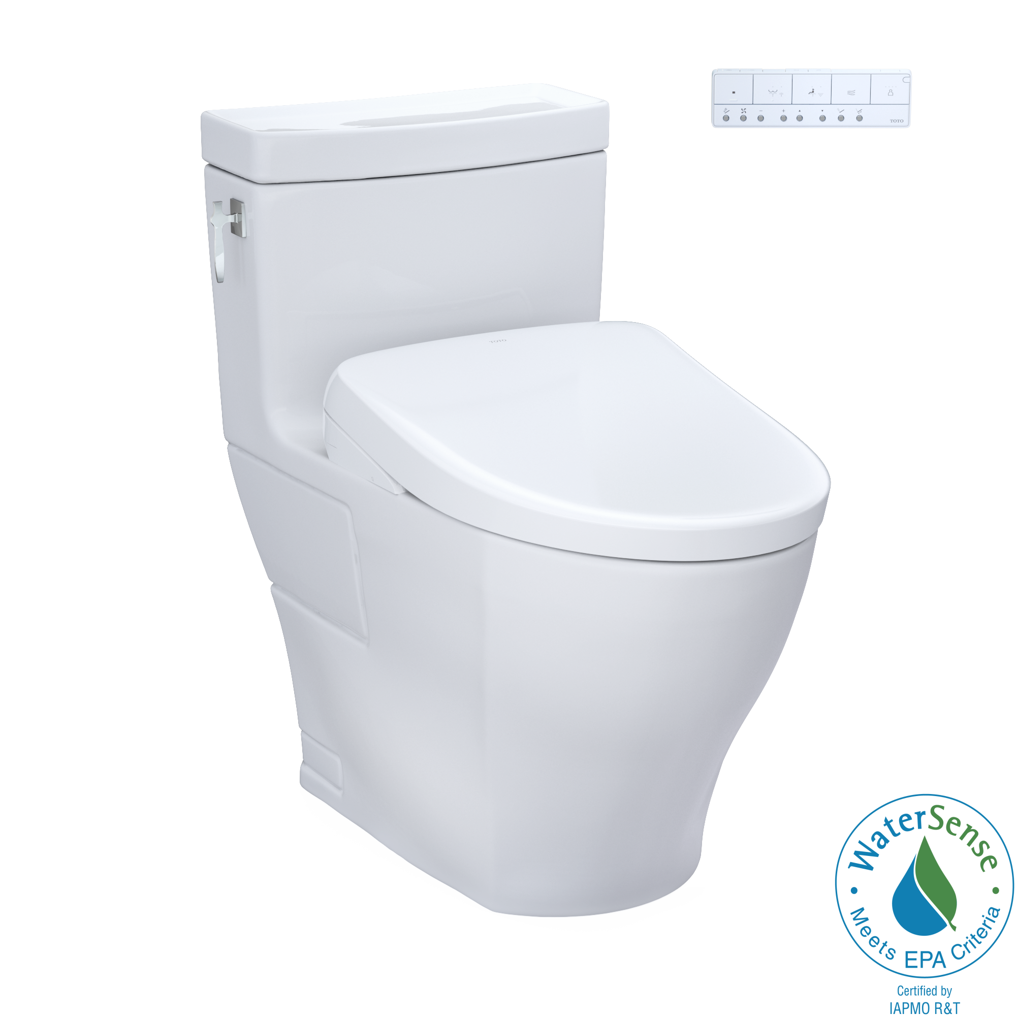 TOTO MW6264736CEFG#01 Washlet+ Aimes One-Piece Elongated 1.28 Gpf Toilet And Contemporary Washlet S7A Contemporary Bidet Seat - Cotton White