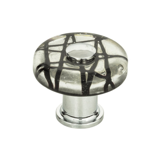 ATLAS 3208-CH Eclipse Glass 1 1/2" Diameter Round Knob , Polished Chrome