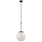 THOMAS CN120041 Beckett 12'' Wide 1-Light Mini Pendant - Oil Rubbed Bronze with White Glass