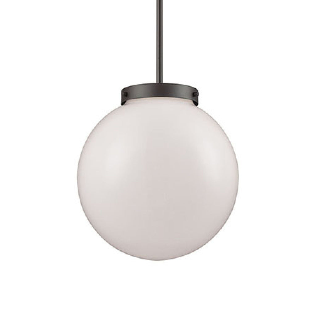 THOMAS CN120041 Beckett 12'' Wide 1-Light Mini Pendant - Oil Rubbed Bronze with White Glass