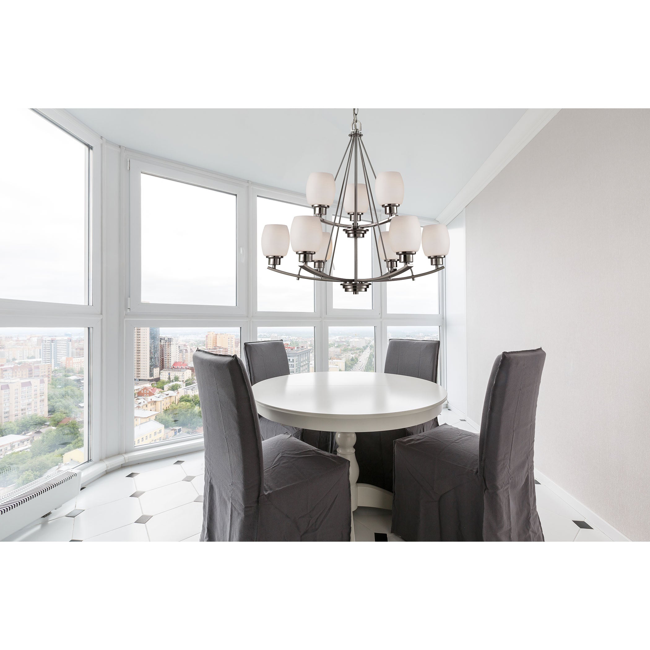 THOMAS CN170922 Casual Mission 29'' Wide 9-Light Chandelier - Brushed Nickel