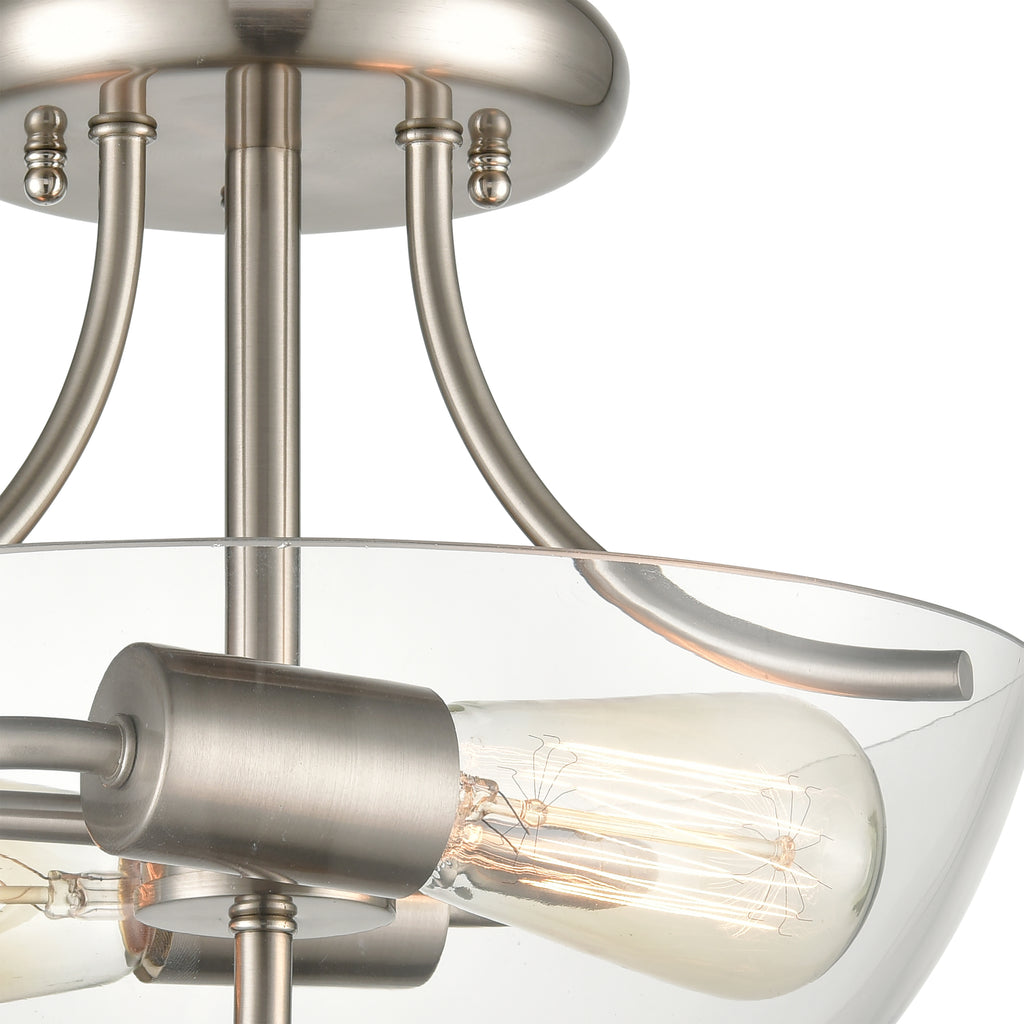 THOMAS CN280282 Astoria 15'' Wide 2-Light Semi Flush Mount - Brushed Nickel