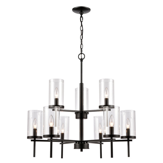 THOMAS CN290926 Oakland 28.5'' Wide 9-Light Chandelier - Black