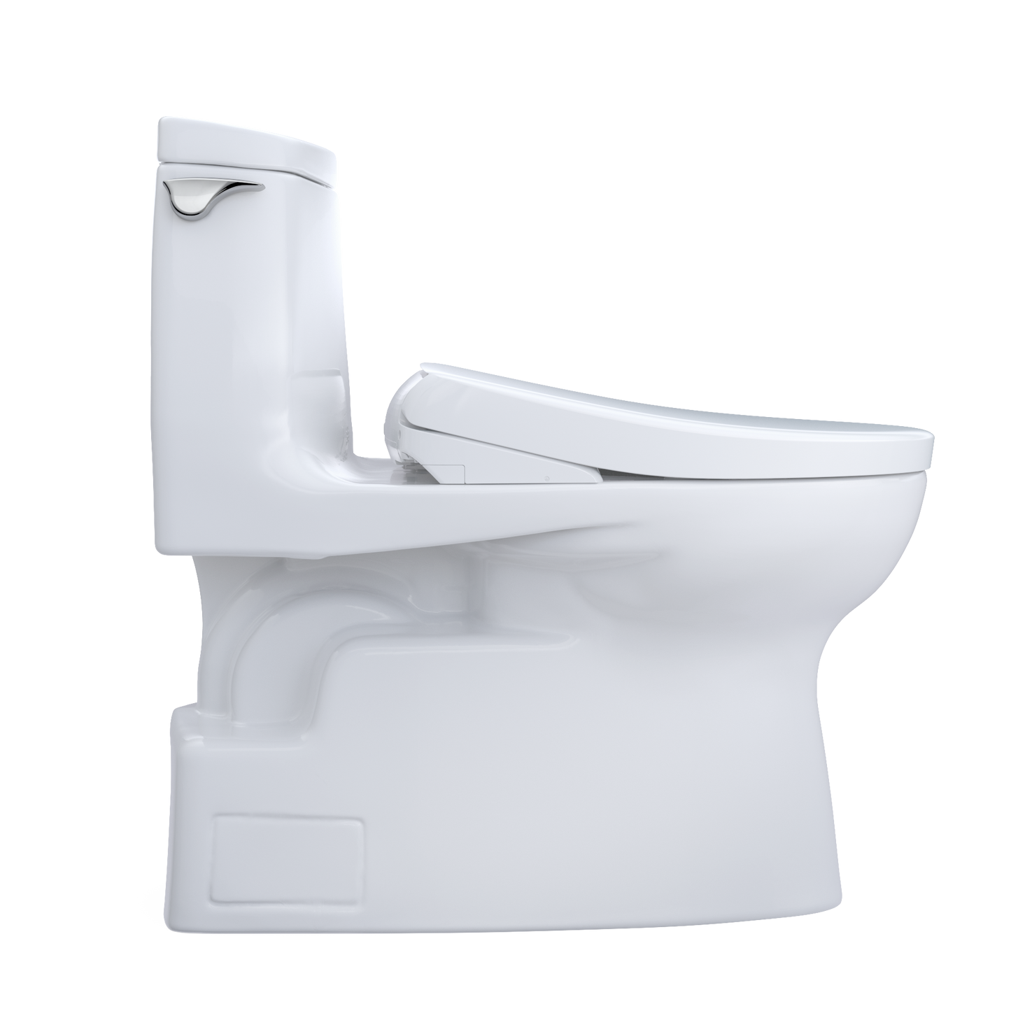 TOTO MW6144736CUFGA#01 WASHLET+ Carlyle II 1G One-Piece Elongated 1.0 GPF Toilet with Auto Flush WASHLET+ S7A Contemporary Bidet Seat , Cotton White