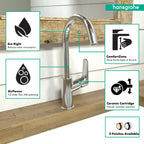 HANSGROHE 71130001 Logis Single-Hole Faucet 210 with Swivel Spout and Pop-Up Drain, 1.2 GPM - Chrome