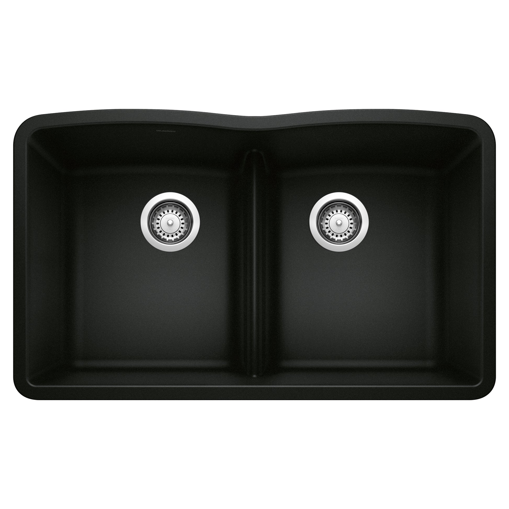 BLANCO 442914 Diamond Diamond SILGRANIT 32" 50/50 Double Bowl Undermount Kitchen Sink with Low Divide - Coal Black in Coal Black