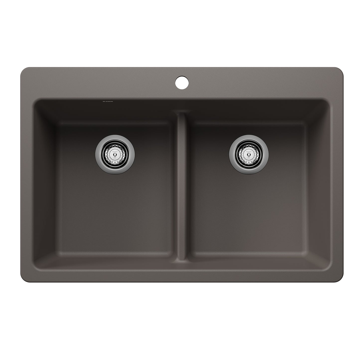 BLANCO 443208 Liven Liven SILGRANIT 33" 50/50 Double Bowl Dual Mount Kitchen Sink with Low Divide - Volcano Gray in Volcano Gray