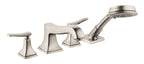 HANSGROHE 31441821 Metropol Classic 4-Hole Roman Tub Set Trim with Lever Handles and 1.8 GPM Handshower - Brushed Nickel