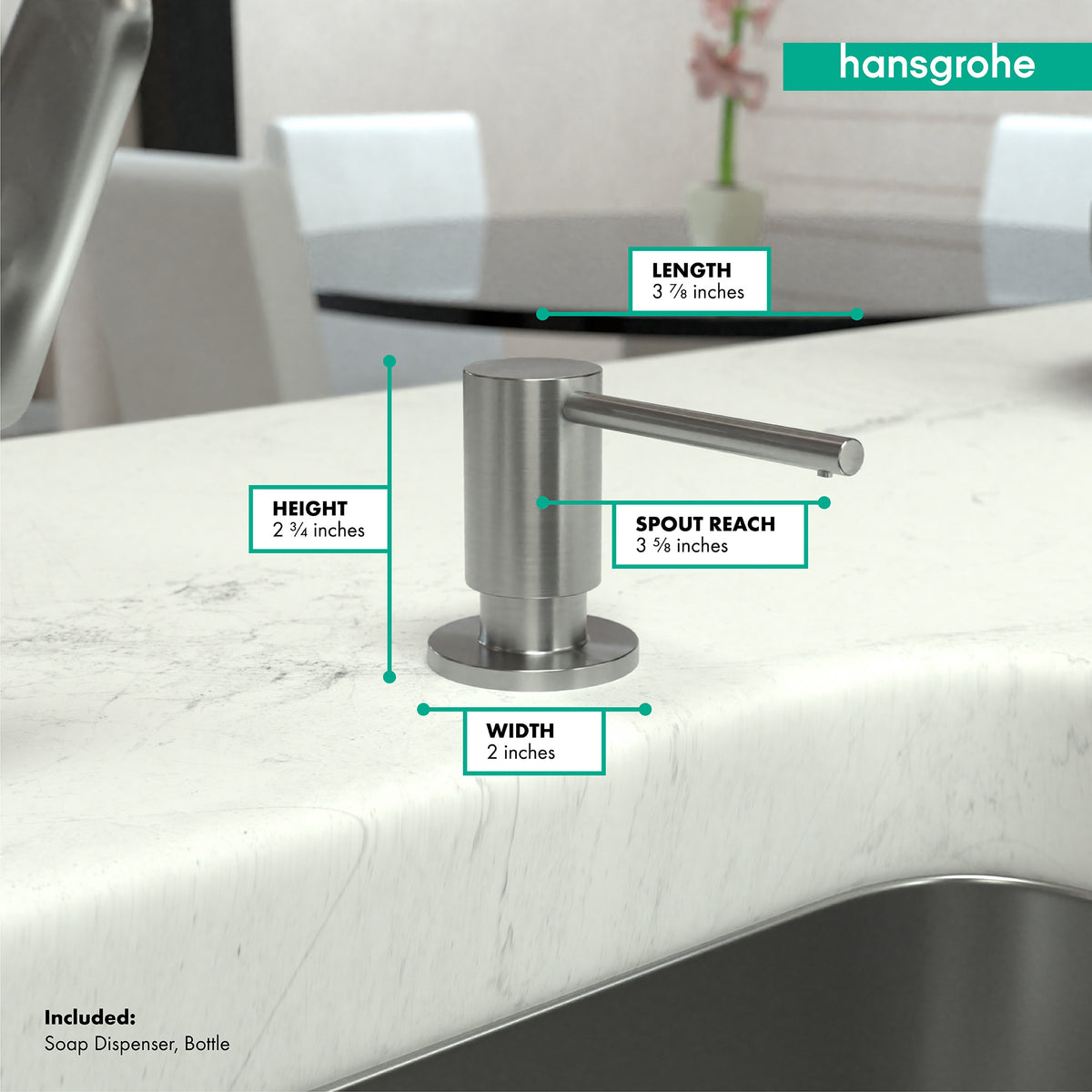 HANSGROHE 40438801 Focus Soap Dispenser - Stainless Steel Optic