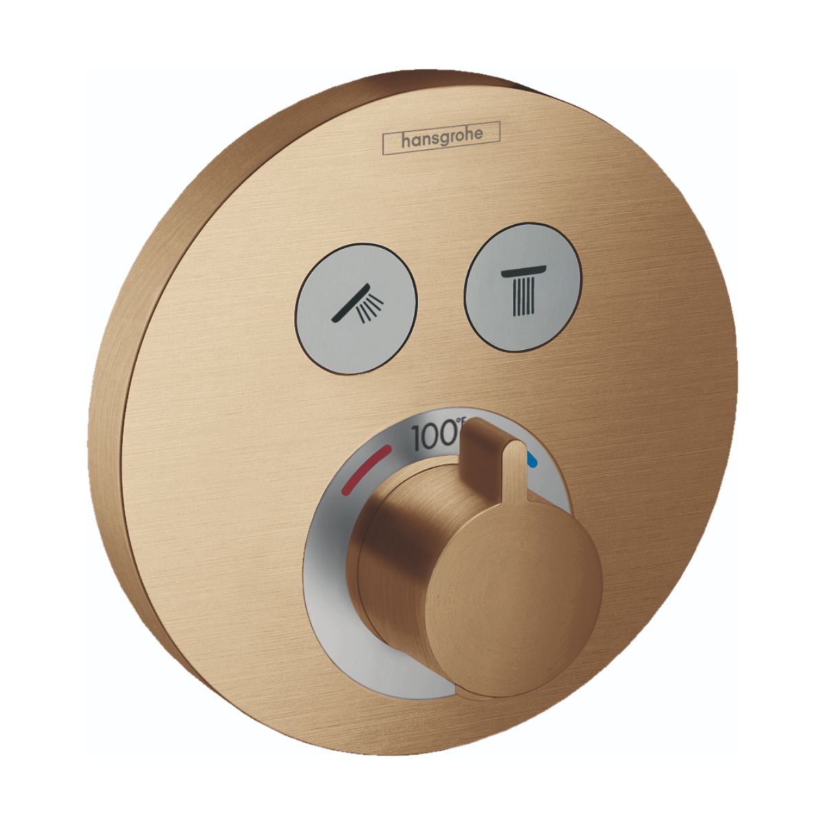 HANSGROHE 15743141 ShowerSelect S Thermostatic Trim for 2 Functions, Round - Brushed Bronze