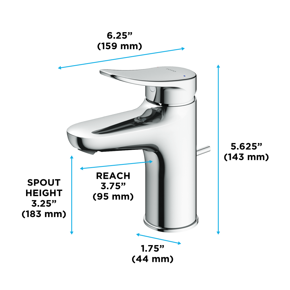 TOTO TLS04301U#CP Lf Series 1.2 Gpm Single Handle Bathroom Sink Faucet With Drain Assembly - Polished Chrome