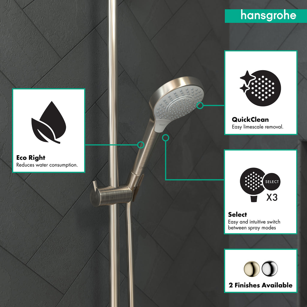 HANSGROHE 04724820 Croma Select S Handshower 110 3-Jet, 1.75 GPM - Brushed Nickel