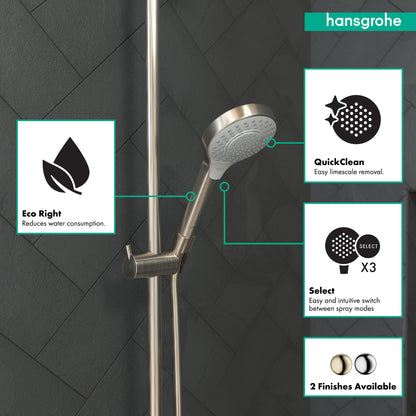HANSGROHE 04724820 Croma Select S Handshower 110 3-Jet, 1.75 GPM - Brushed Nickel