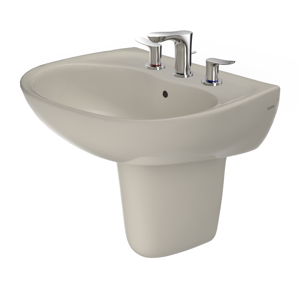 TOTO LHT241.8G#03 Supreme Oval Wall-Mount Bathroom Sink With Cefiontect And Shroud For 8 Inch Center Faucets - Bone