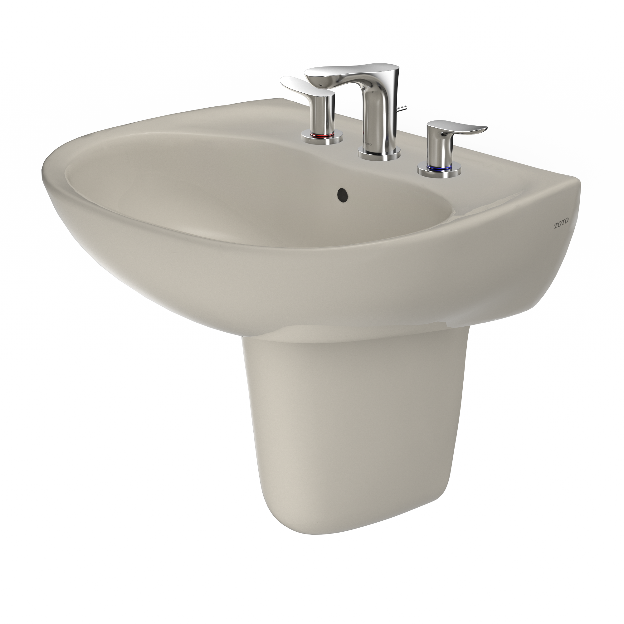 TOTO LHT241.8G#03 Supreme Oval Wall-Mount Bathroom Sink With Cefiontect And Shroud For 8 Inch Center Faucets - Bone