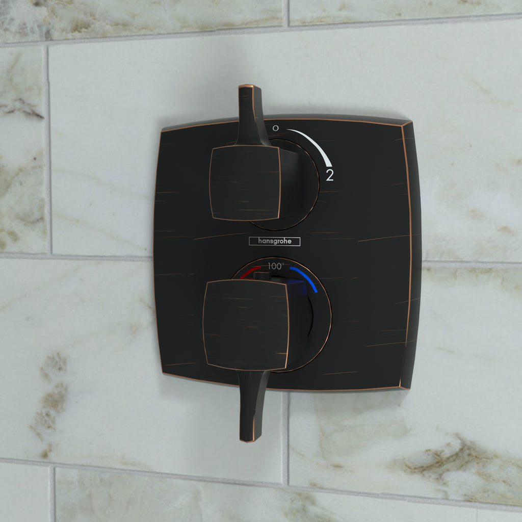 HANSGROHE 15727921 Ecostat Classic Thermostatic Trim with Volume Control, Square - Rubbed Bronze
