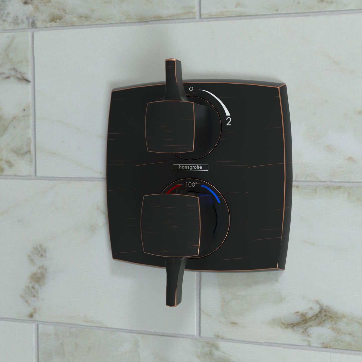 HANSGROHE 15727921 Ecostat Classic Thermostatic Trim with Volume Control, Square - Rubbed Bronze