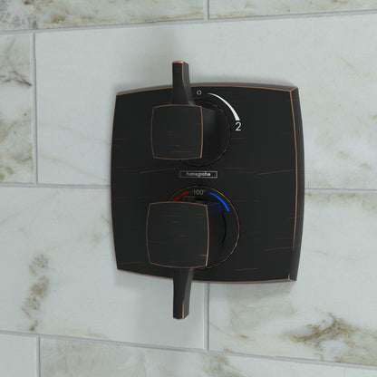 HANSGROHE 15727921 Ecostat Classic Thermostatic Trim with Volume Control, Square - Rubbed Bronze