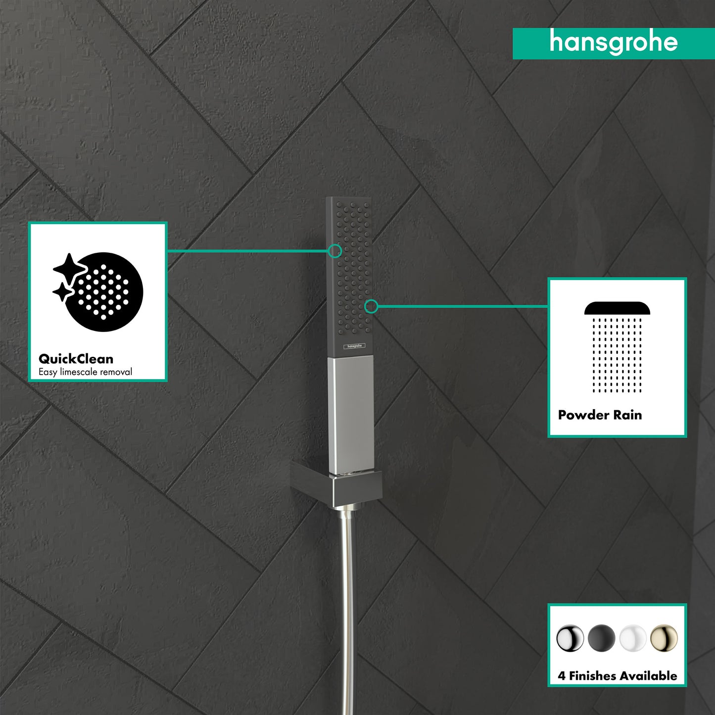HANSGROHE 26867001 Rainfinity Baton Handshower 100 1-Jet, 1.75 GPM - Chrome