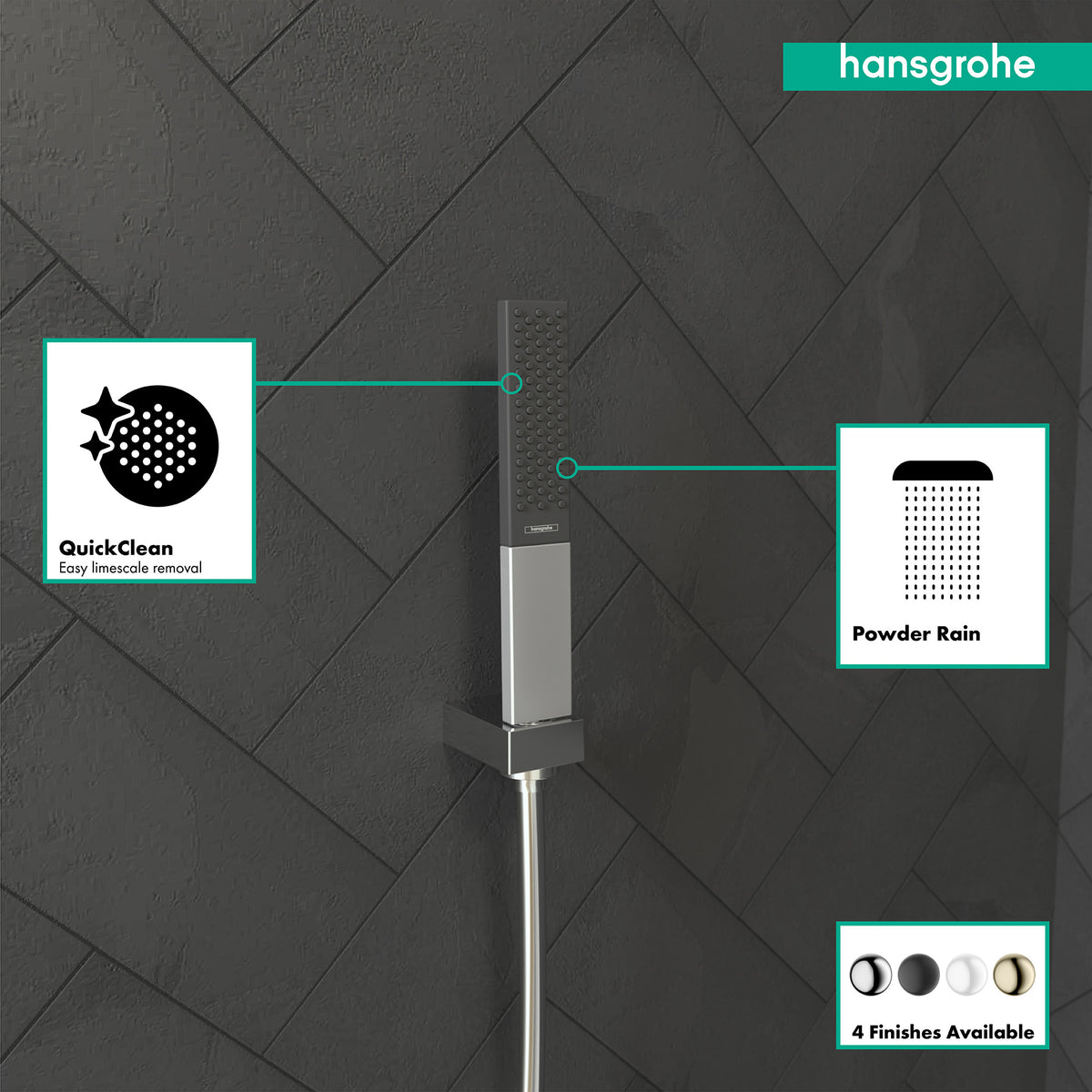 HANSGROHE 26867001 Rainfinity Baton Handshower 100 1-Jet, 1.75 GPM - Chrome