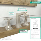 HANSGROHE 31306821 Metropol Classic Widespread Faucet 110 with Cross Handles and Pop-Up Drain, 1.2 GPM - Brushed Nickel