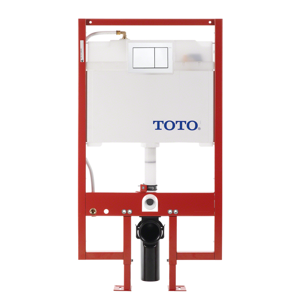 TOTO WT151800M#WH Duofit In-Wall Dual Flush 0.9 And 1.6 Gpf Tank System Pex Supply Line And White Rectangular Push Plate - White