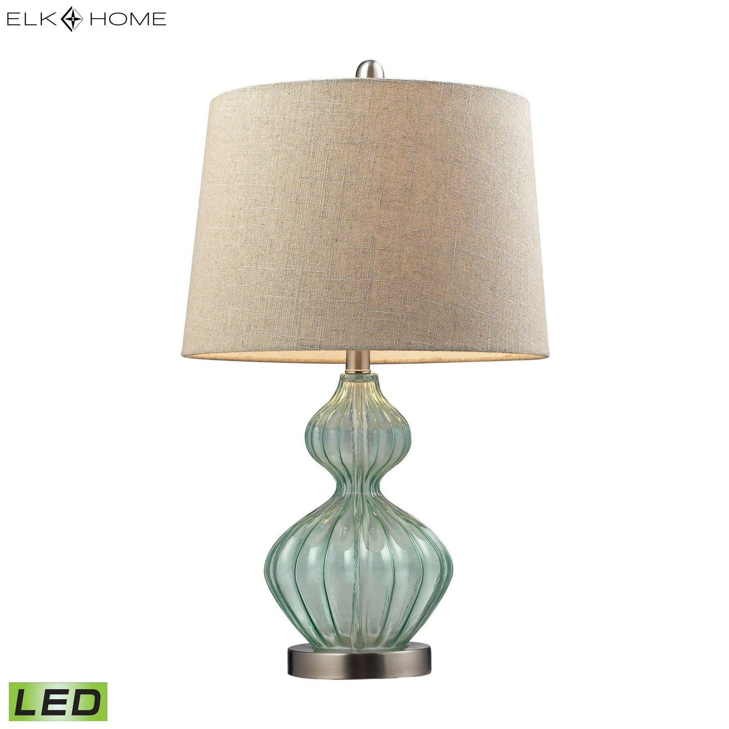 ELK SIGNATURE D141-LED Smoked Glass 25'' High 1-Light Table Lamp - Light Green