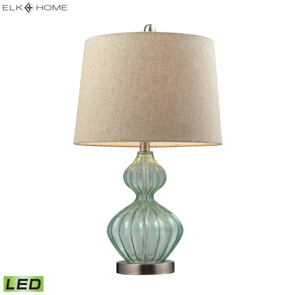 ELK SIGNATURE D141-LED Smoked Glass 25'' High 1-Light Table Lamp - Light Green