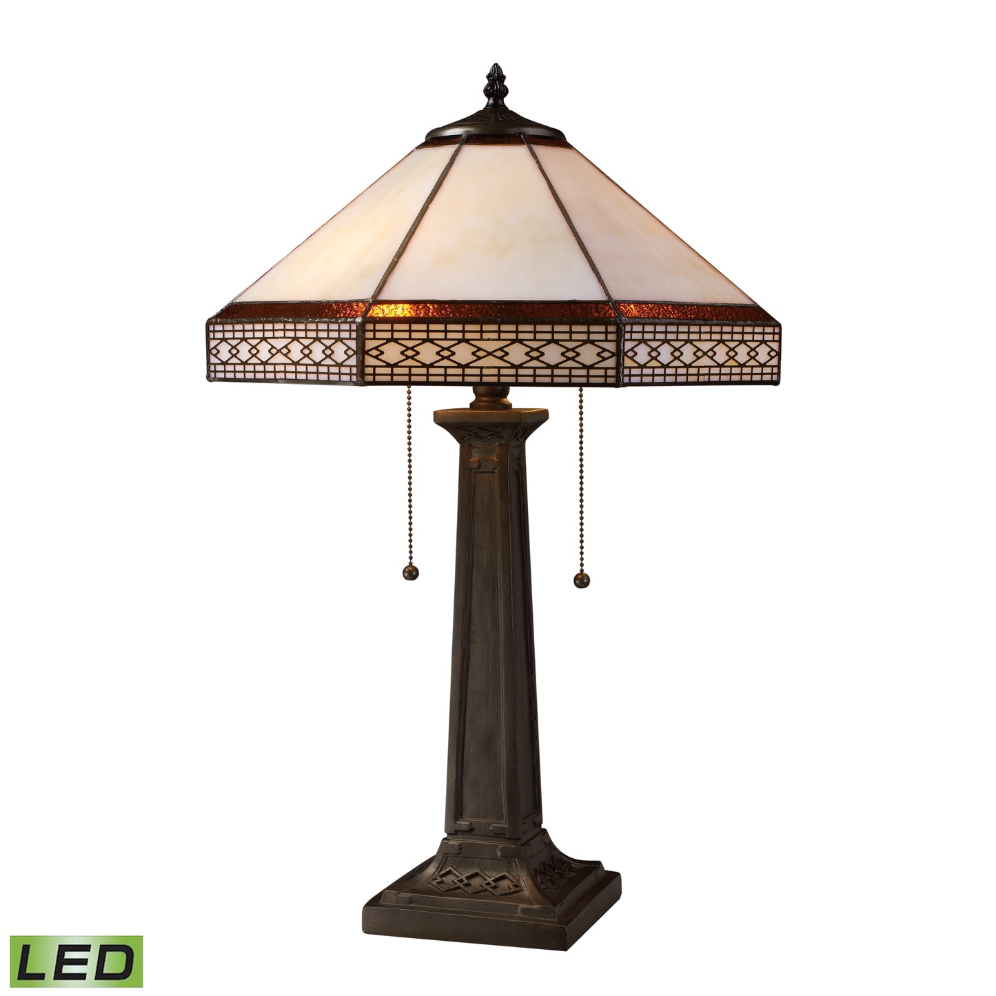 MARKETPLACE D1858-LED Stone Filigree 24'' High 2-Light Table Lamp - Tiffany Bronze - Includes LED Bulbs