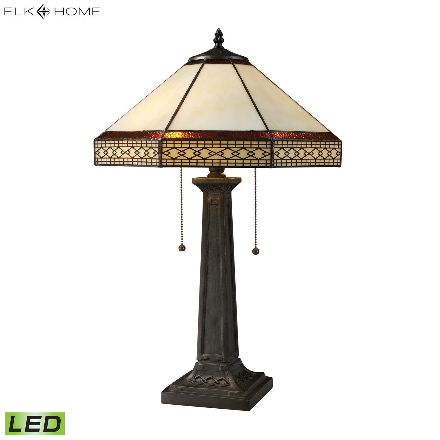 MARKETPLACE D1858-LED Stone Filigree 24'' High 2-Light Table Lamp - Tiffany Bronze - Includes LED Bulbs