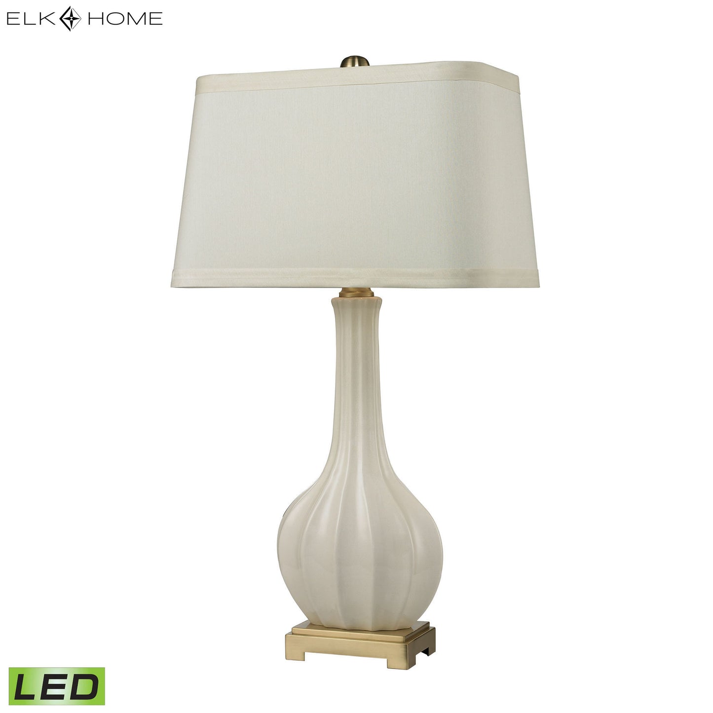 ELK SIGNATURE D2596-LED Fluted Ceramic 34'' High 1-Light Table Lamp - White