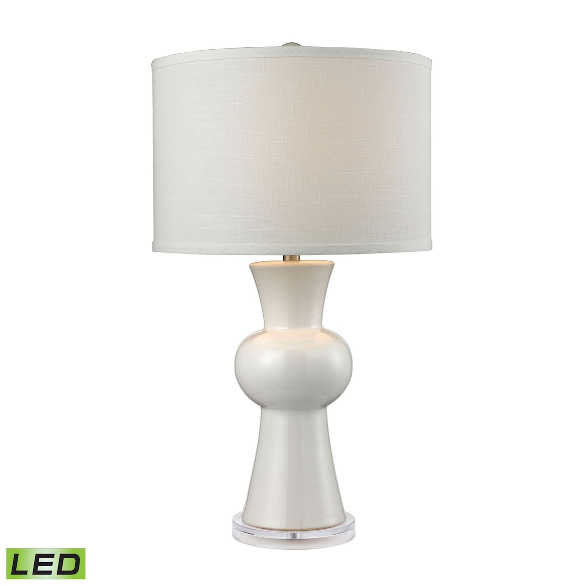 ELK STUDIO D2618-LED White Ceramic 28'' High 1-Light Table Lamp - Gloss White