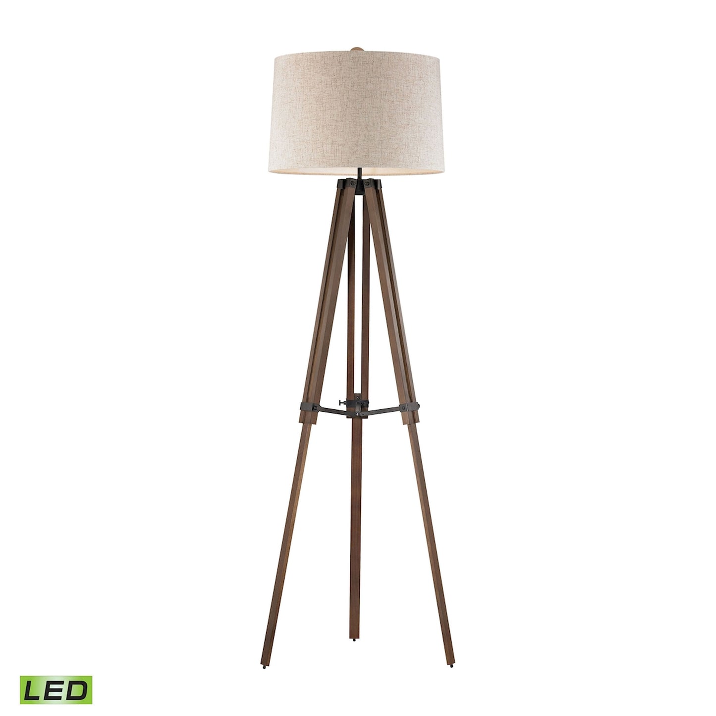 ELK STUDIO D2817-LED Wooden Brace 62'' High 1-Light Floor Lamp - Black