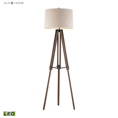 ELK STUDIO D2817-LED Wooden Brace 62'' High 1-Light Floor Lamp - Black