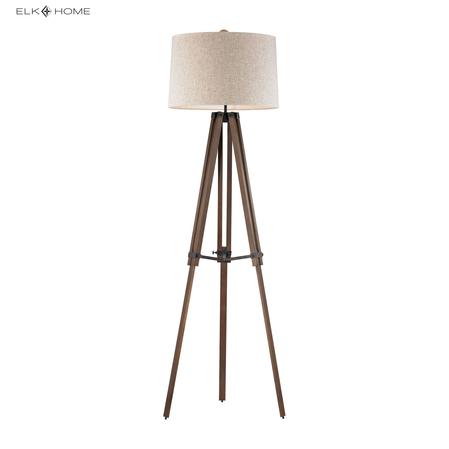 ELK STUDIO D2817 Wooden Brace 62'' High 1-Light Floor Lamp - Black